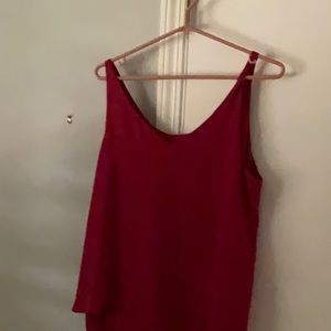 Fuchsia pink chiffon tank top with lining